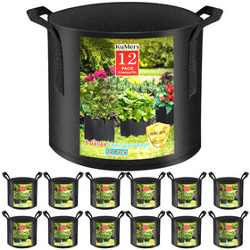 KuMers 12-pack grow bags with handles for easy transport and flexible balcony gardening.