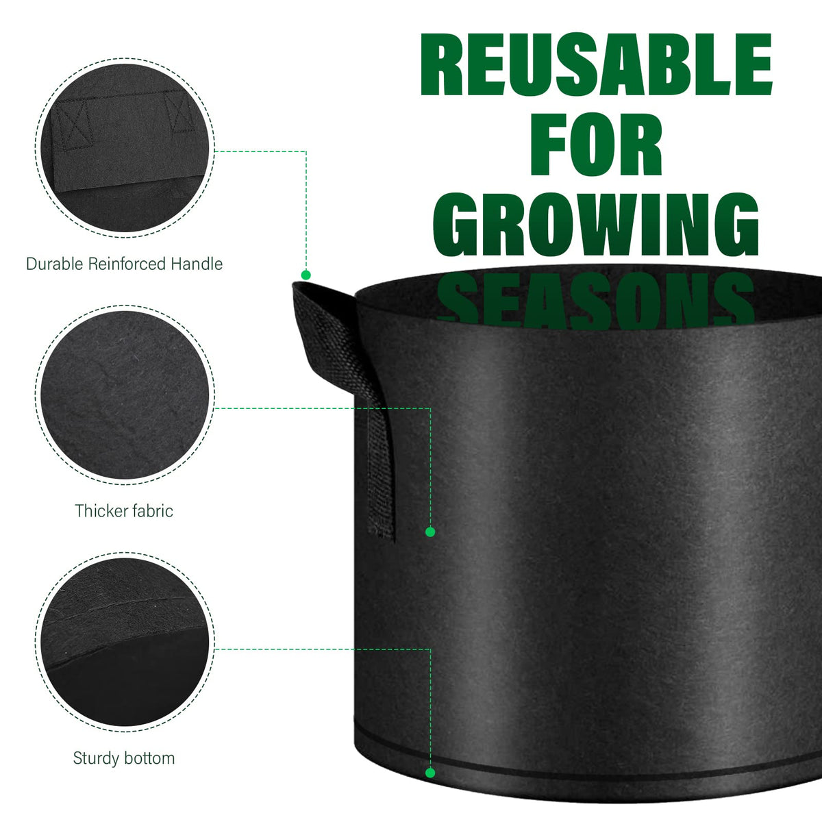 KuMers grow bag with strap handles makes moving plants effortless.