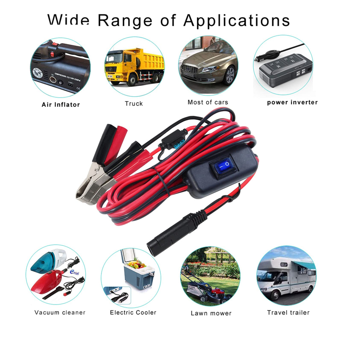 Red-black 14AWG two-conductor wire for durable current transfer.