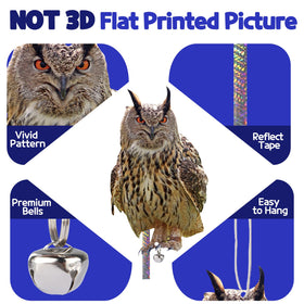 Kungfu Mall garden owl hanging decor with reflective tape for fruit protection.