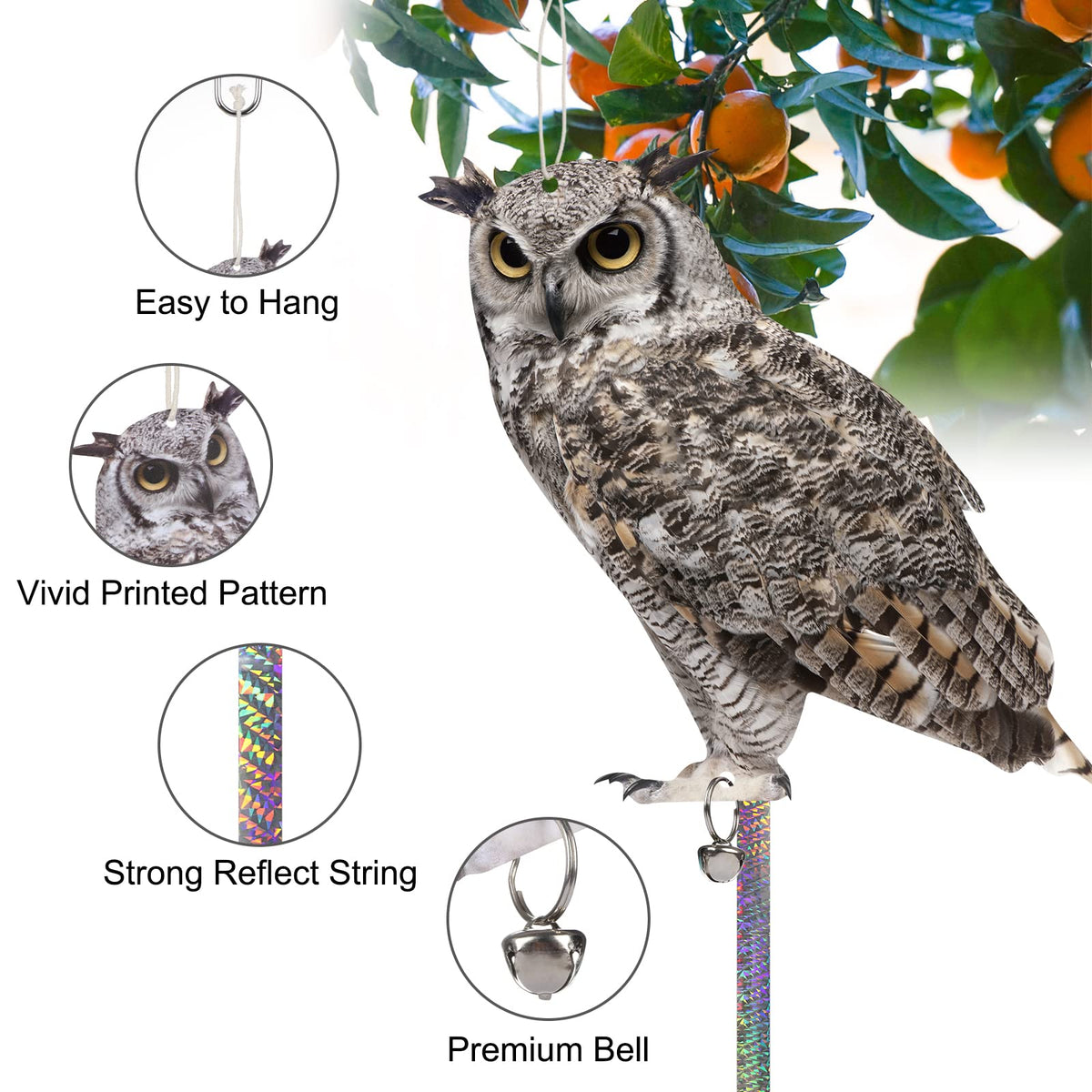 Kungfu Mall owl bell adds sound to deter birds gently.