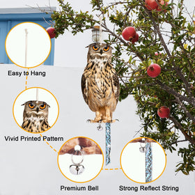 Kungfu Mall owl scarer back view shows double-sided print for versatile outdoor use