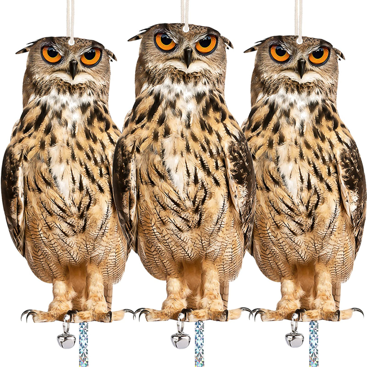 Kungfu Mall owl scarer front view deters pigeons from patios and yards