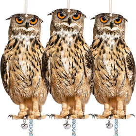 Kungfu Mall owl scarer front view deters pigeons from patios and yards