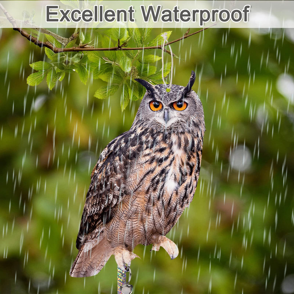 Kungfu Mall rope-hanging owl deters pests from patios and gardens safely.
