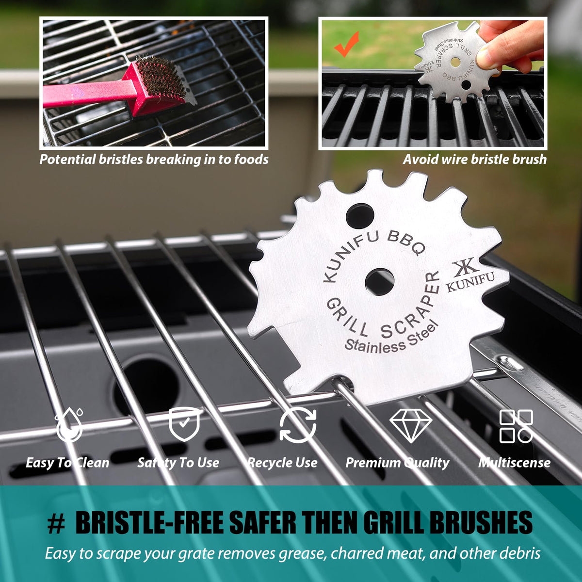 KUNIFU Gift Set Grate Scraper ideal stocking stuffer for outdoor cooks.