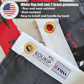 KUOKIP 250th-anniversary flag brass grommets closeup enables quick, secure pole attachment.