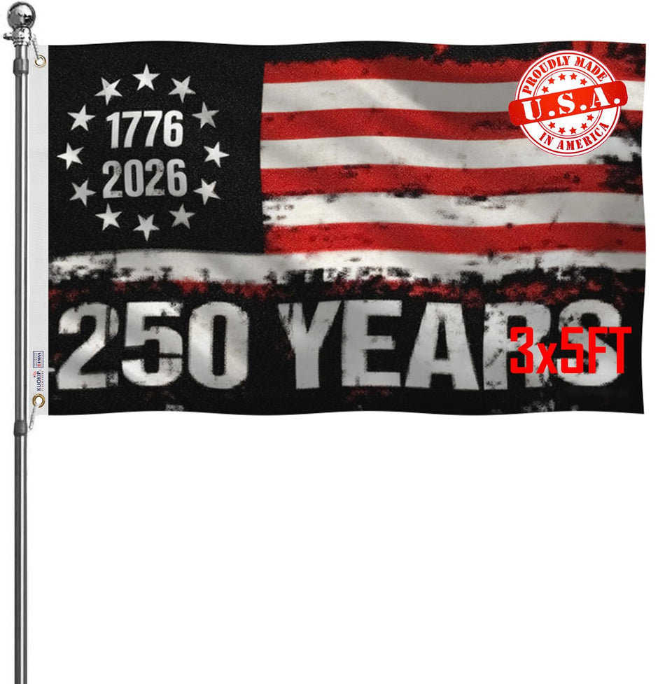 KUOKIP 250th-anniversary flag fabric closeup shows durable, fade-resistant polyester for outdoor use.