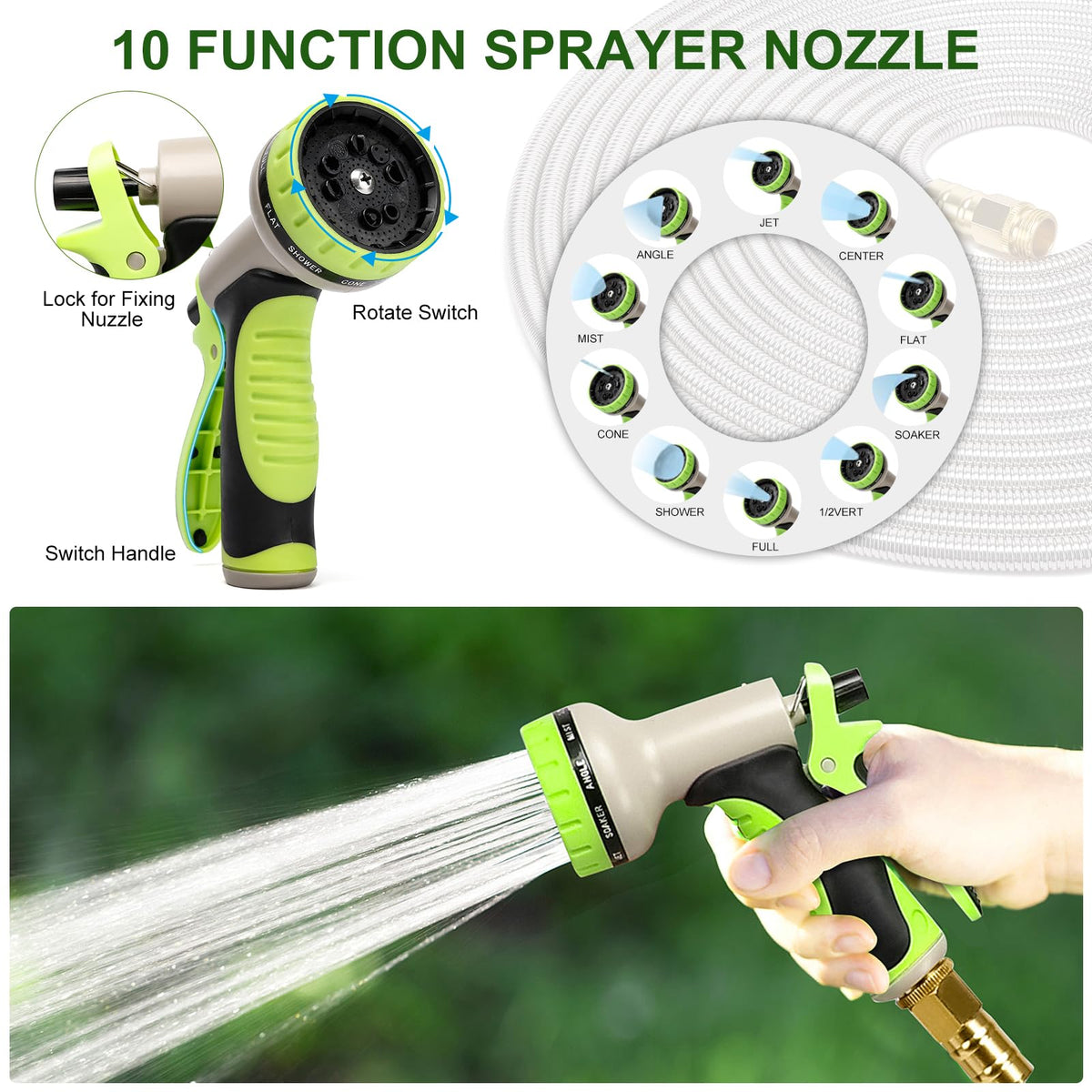 Kuosdaz metal garden hose with kink-resistant shell, keeps water flowing smoothly.