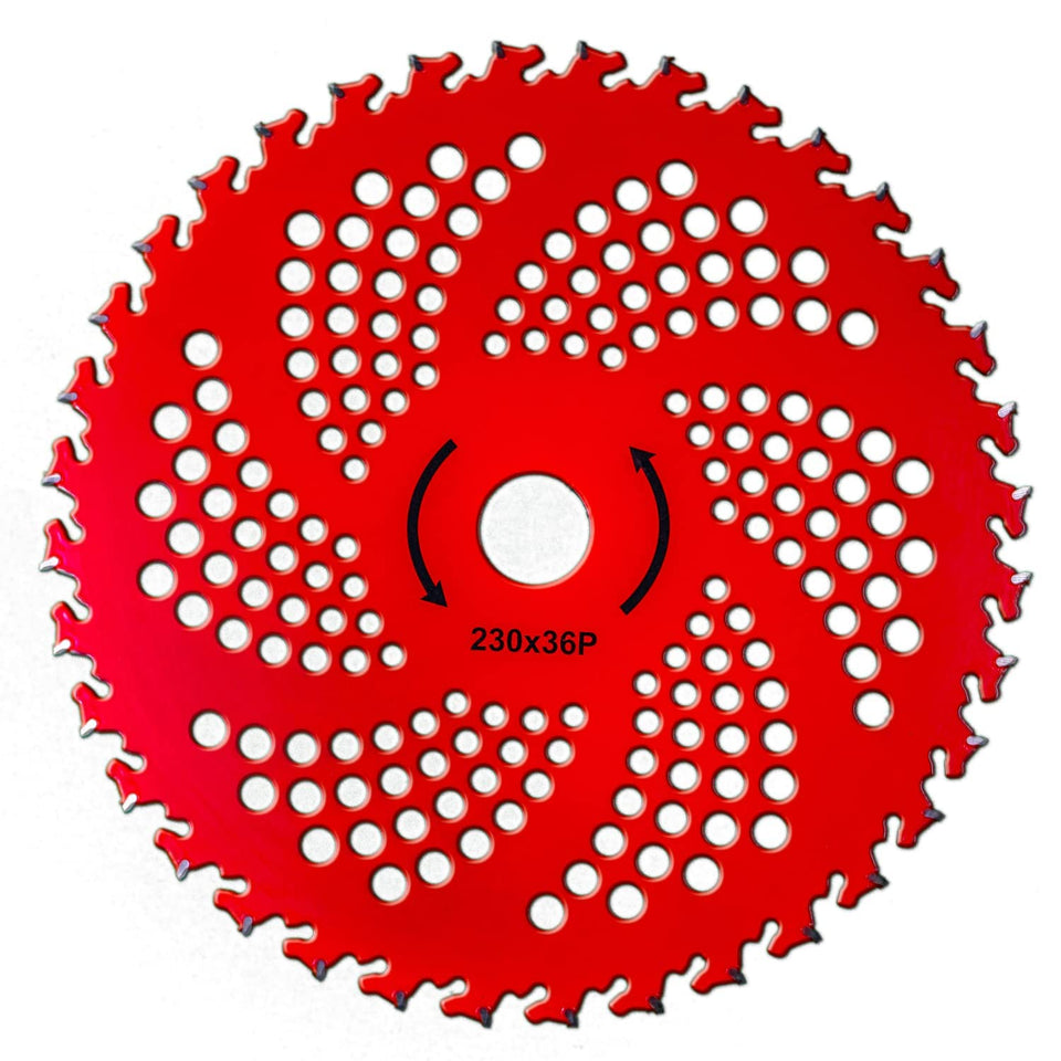 Kurt-Saw 2-pack 9-inch carbide blades cutting thick weeds for efficient yard work