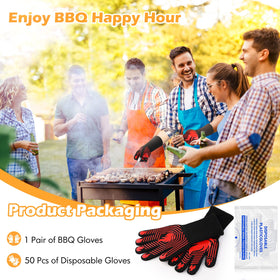 KUWANI BBQ Gloves pack with disposable gloves for food-safe prep