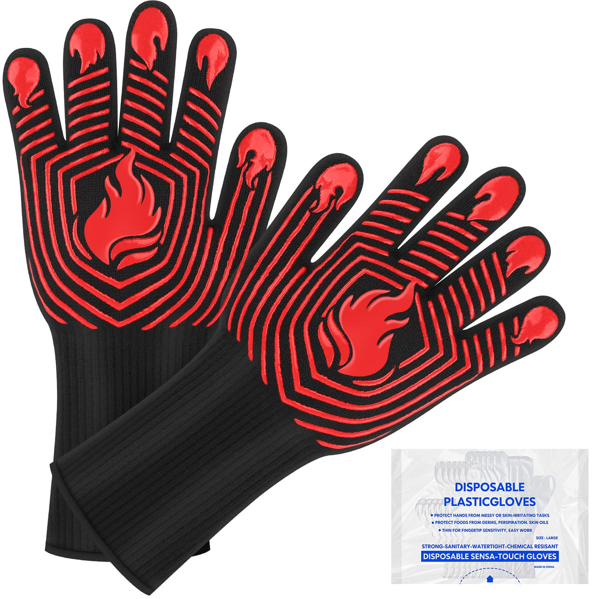 KUWANI BBQ Gloves demonstrating heat resistance for handling hot cookware safely
