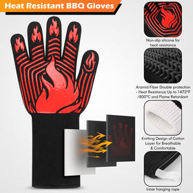 KUWANI BBQ Gloves highlighting three-layer material for durable heat protection
