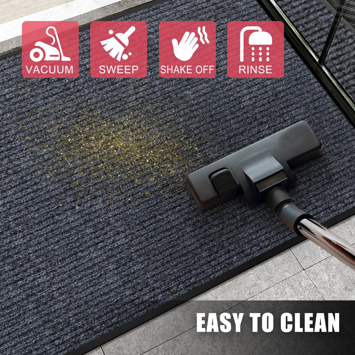 Kuyal front door mat suitable for indoor and outdoor use in various spaces