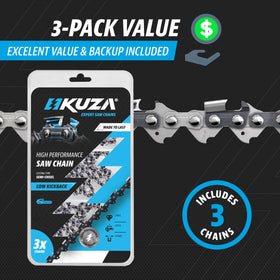 KUZA 24-inch chain with 84 drive links fits Husqvarna and Stihl safely.