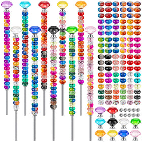 KVCSYAW 230 Pcs Beaded Garden Stakes with colorful beads add whimsy to outdoor spaces.
