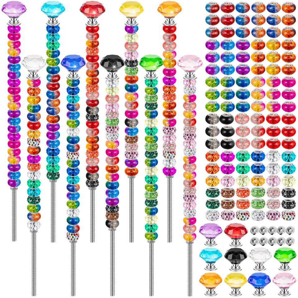 KVCSYAW 230 Pcs Beaded Garden Stakes with colorful beads add whimsy to outdoor spaces.