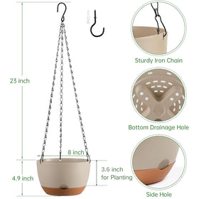 Kvetto color-block design hanging planter adds modern balcony style.