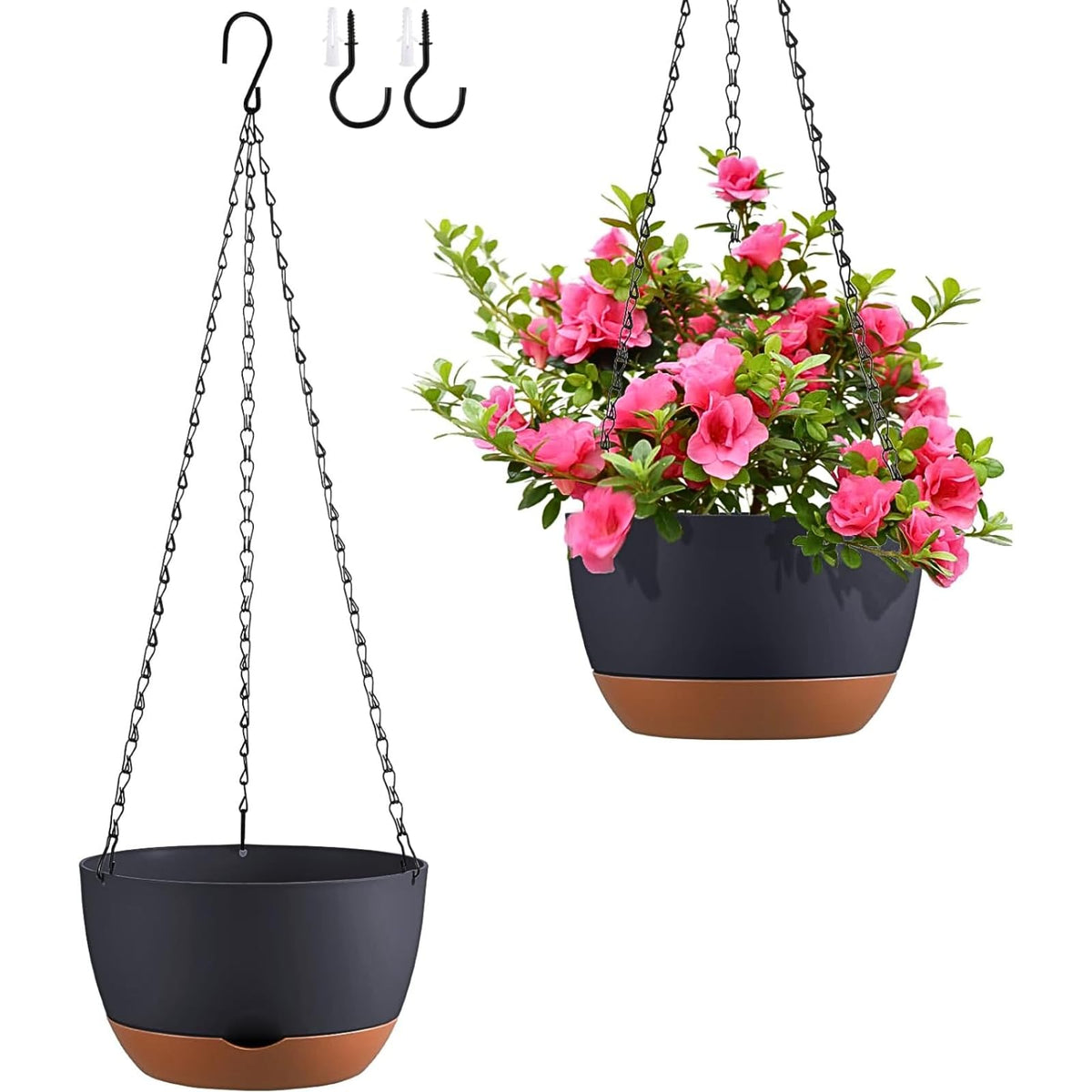 Kvetto 10in hanging planter with color-block design for stylish outdoor decor
