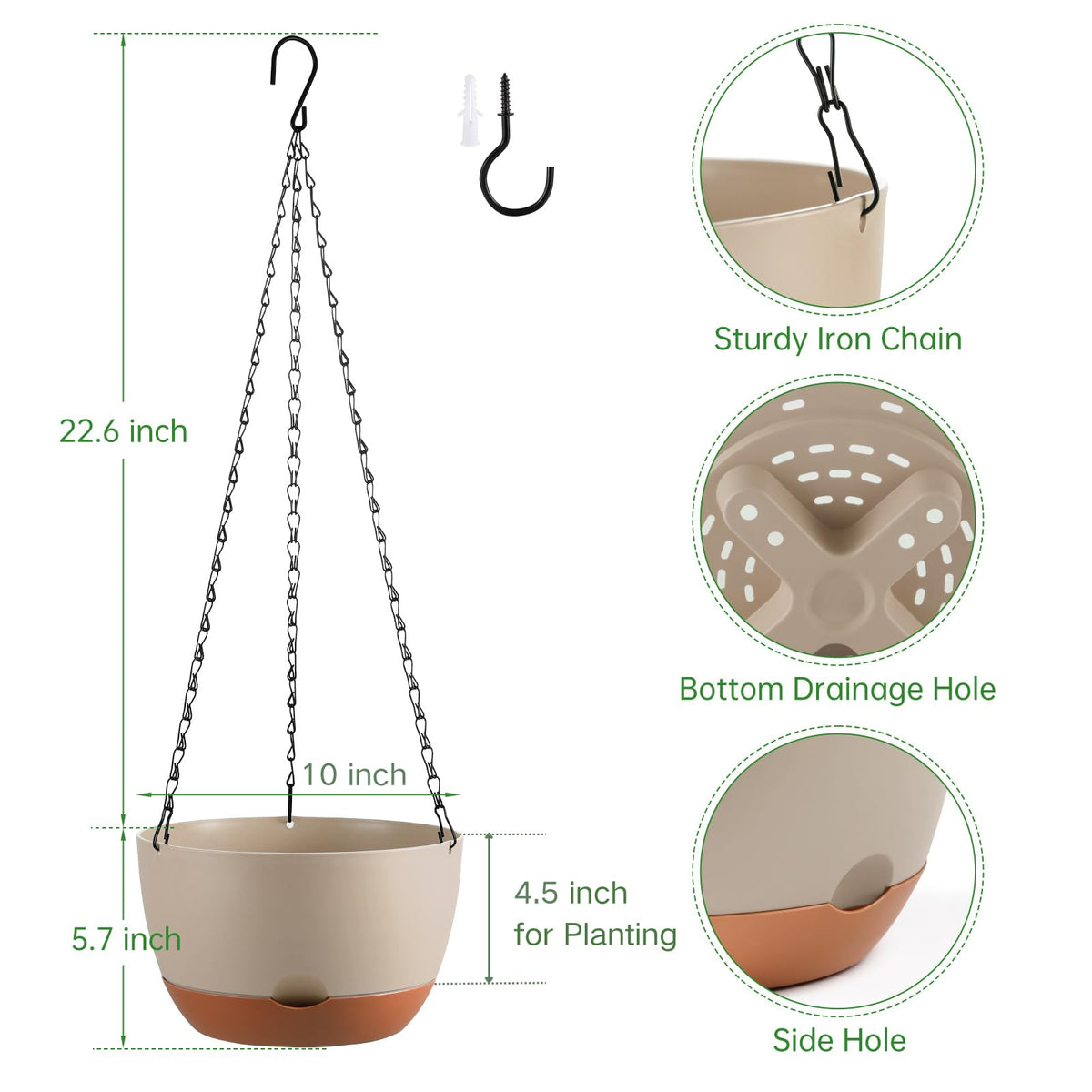 Kvetto metal long-chain and hook closeup shows sturdy outdoor hardware