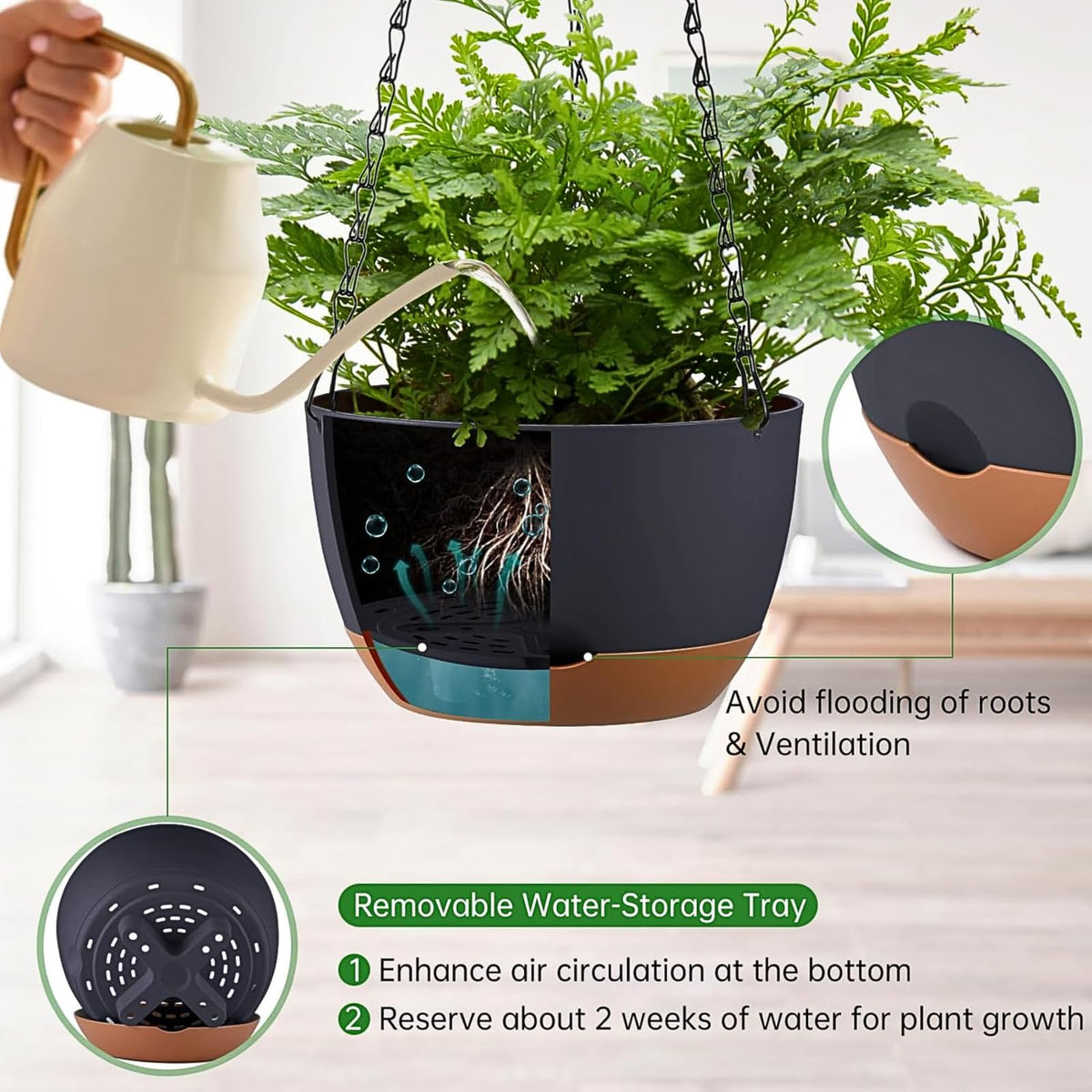 Kvetto rustproof metal chains and hooks ensure durable hanging for outdoors