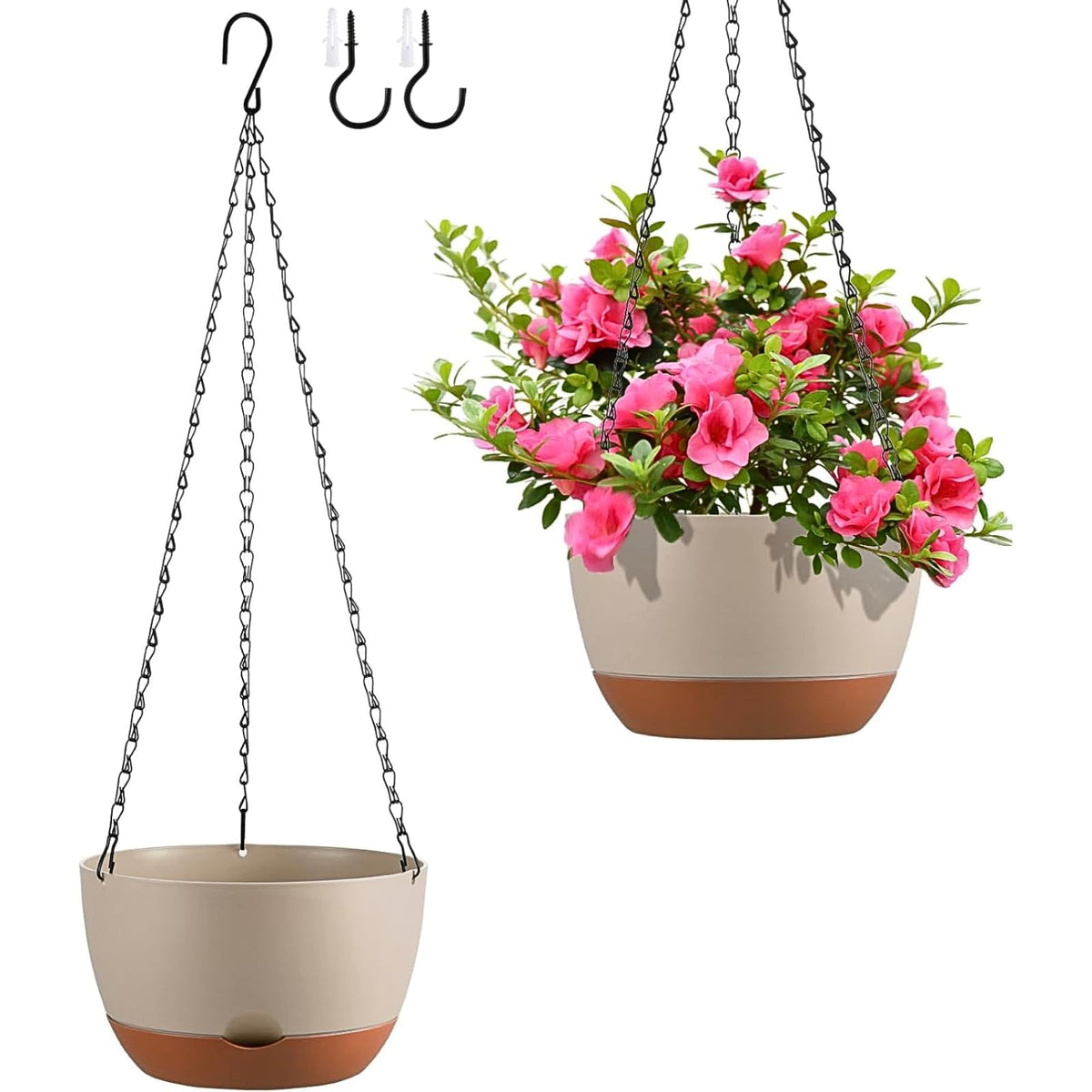 Kvetto self-watering hanging pot 10inch setup enhances balcony greenery with effortless moisture control