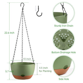 Kvetto Set2 hanging planter right view highlights sturdy hooks for secure outdoor mounting.