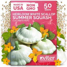 KVITER white patty pan seeds seed packet ready for planting in home garden