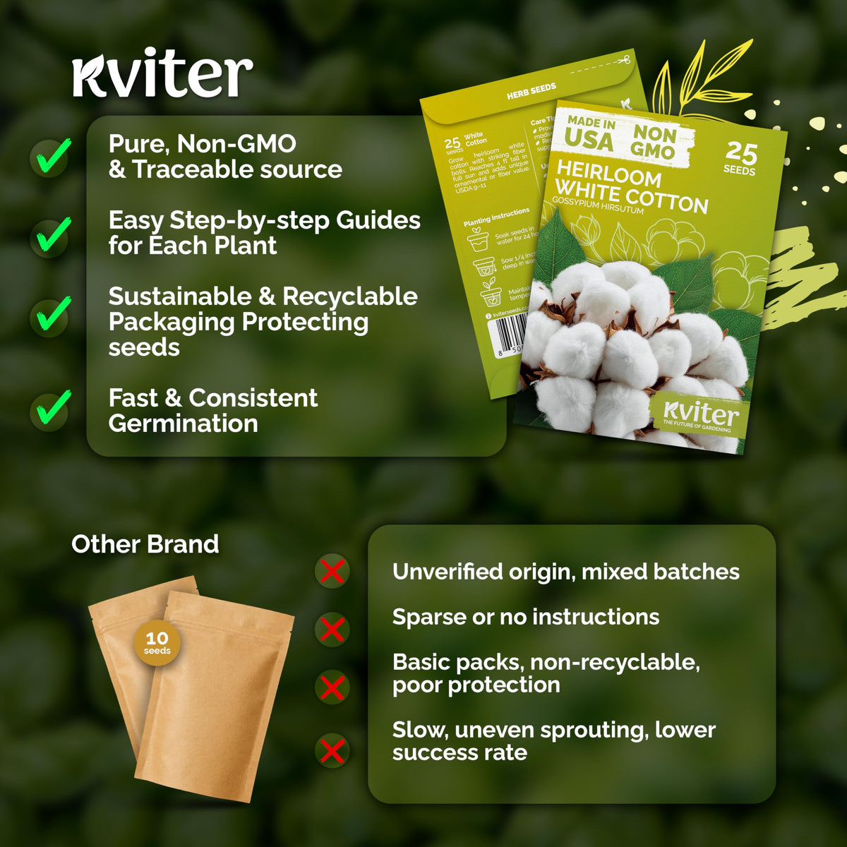 KVITER cotton boll fluff forming decorative seed cotton for crafts.