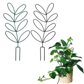 KVZVK 2Pack leaf-shaped steel plant trellis provides sturdy support for climbing plants.