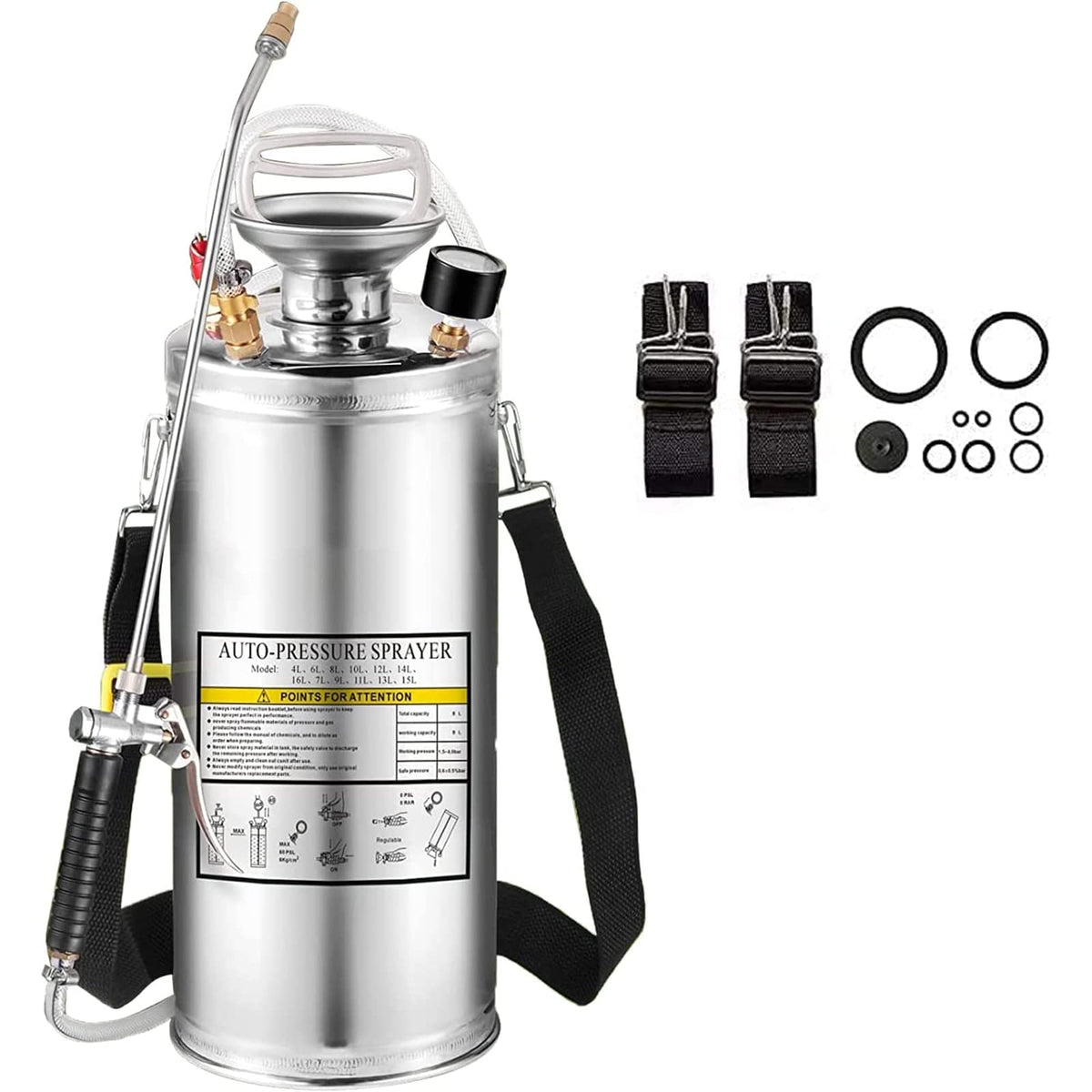 Kweetle 1.5gal sprayer cap pump demonstrates durable stainless steel construction for reliable pumping.