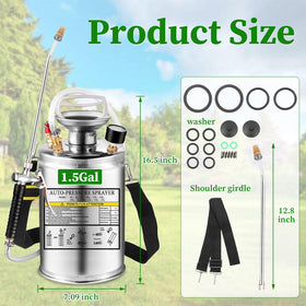 Kweetle 1.5gal sprayer pressure gauge highlights precise pressure monitoring for accurate spraying.