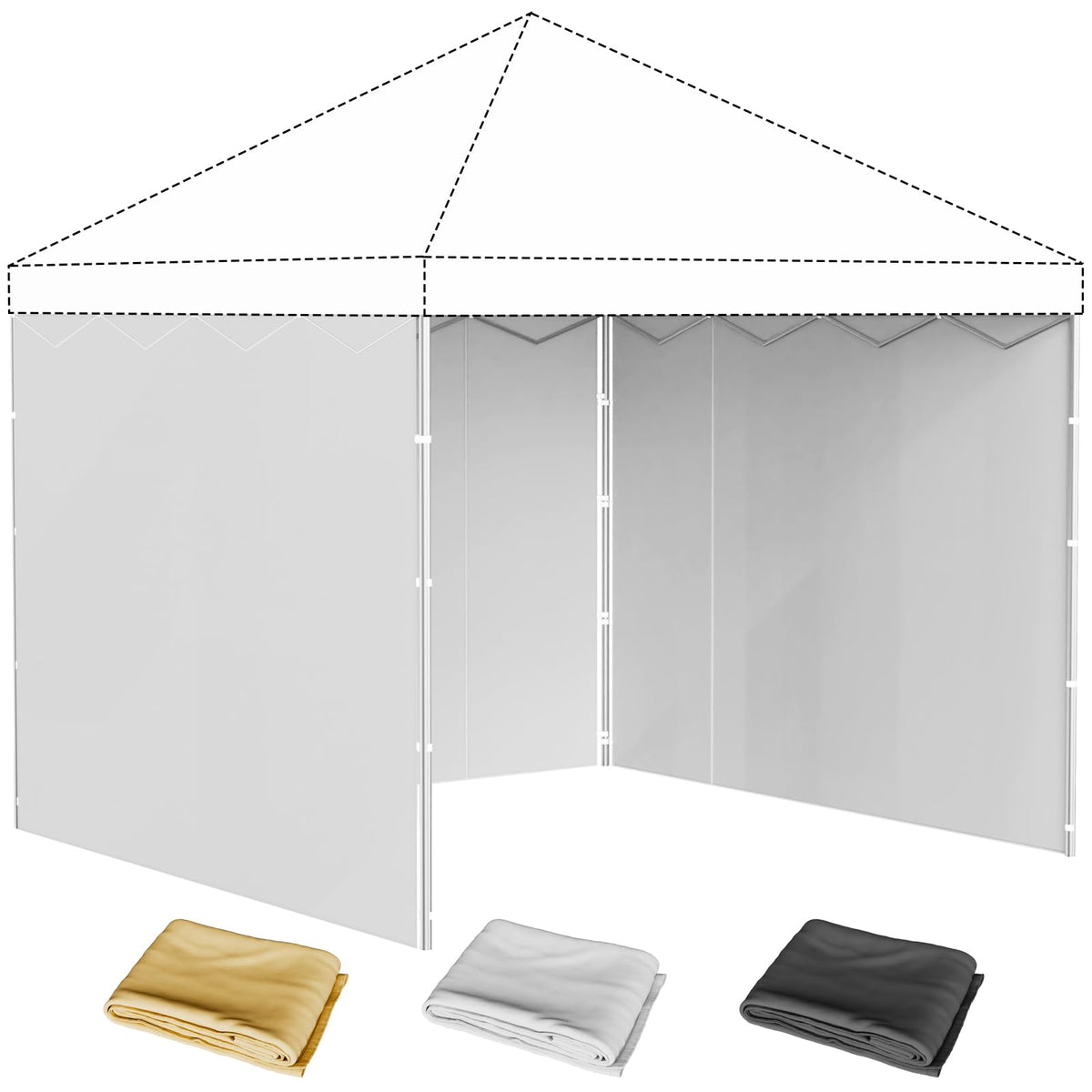 Kweetle 10x10 canopy sidewalls assembled for a neat, private booth.