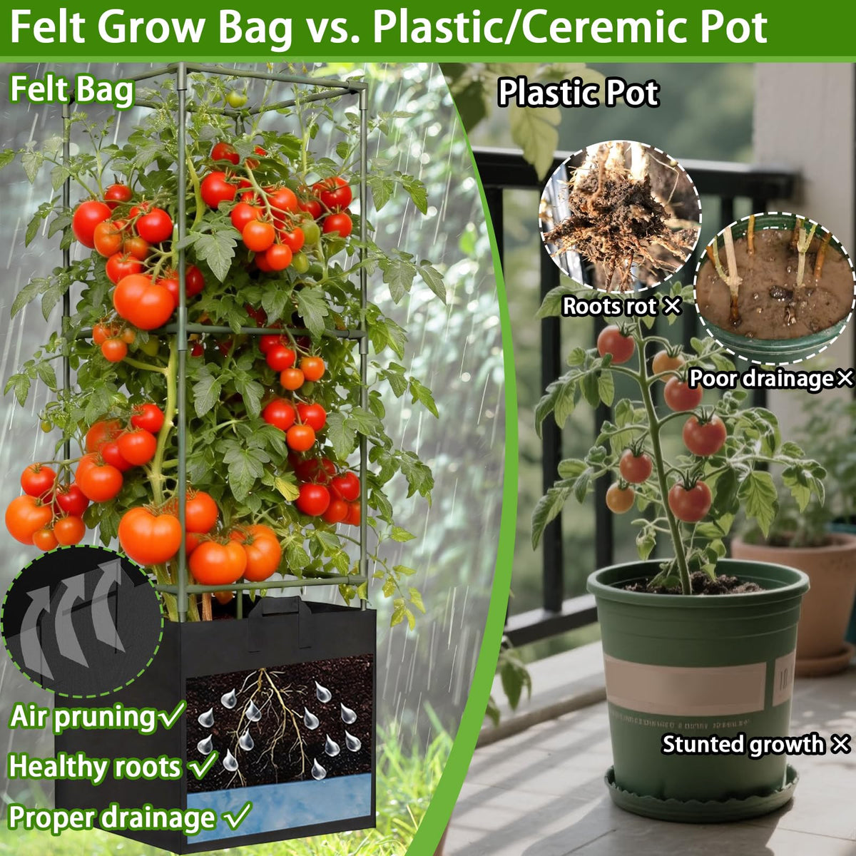 Tall 48-inch trellis provides vertical space for climbing vegetables.