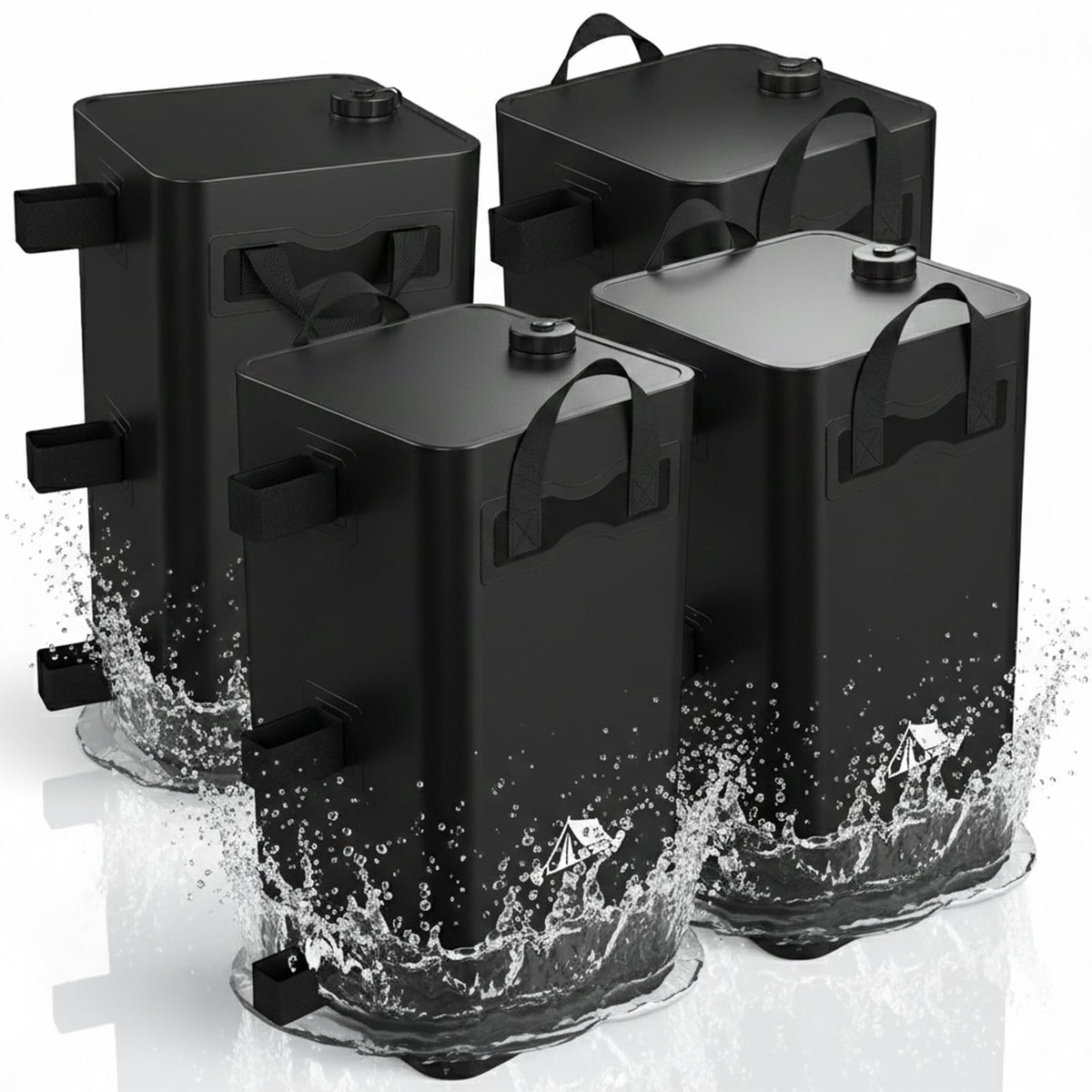 Kweetle canopy weights 4-pack secured around tent legs for stable setup