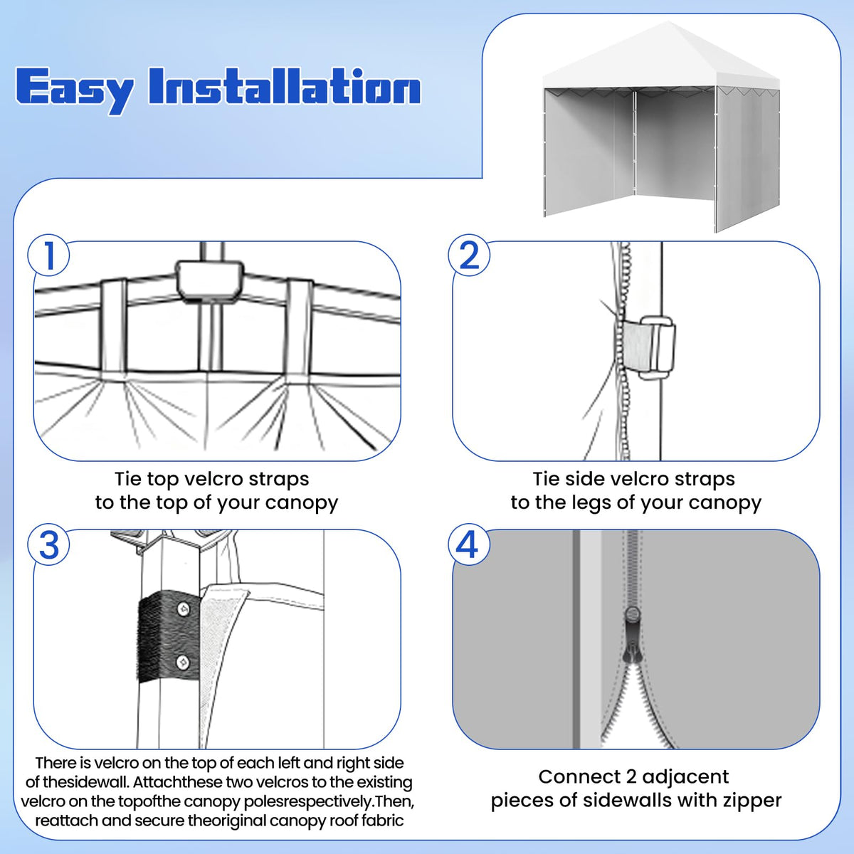 Kweetle lightweight installation enables quick setup of sidewalls.