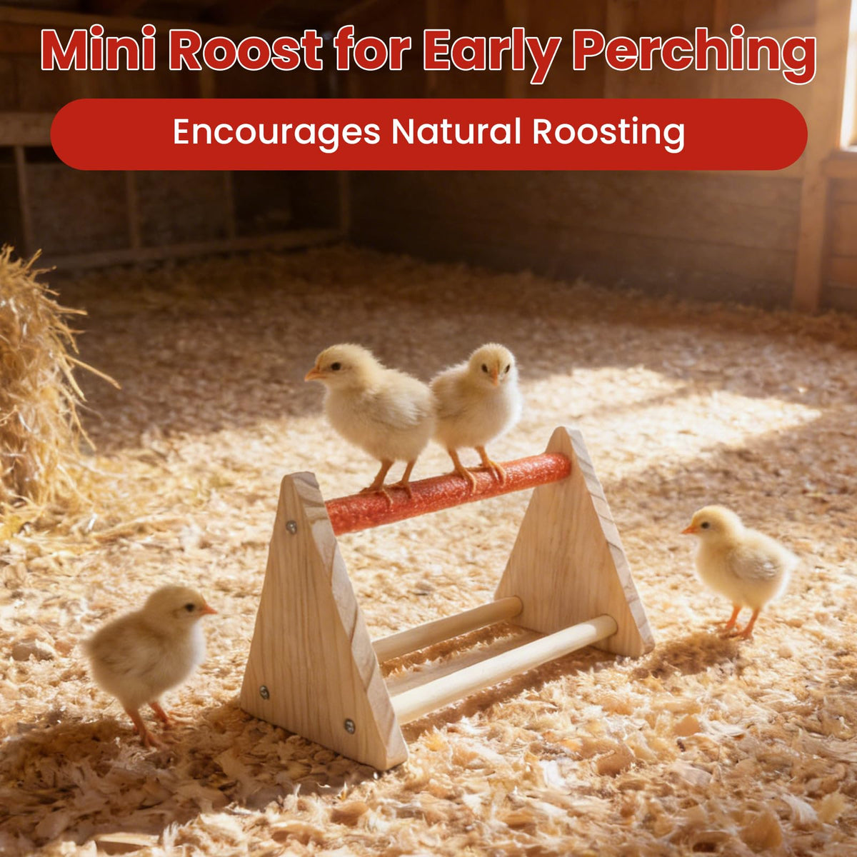 Kweetle mini roost bar encourages early perching and balance in chicks.