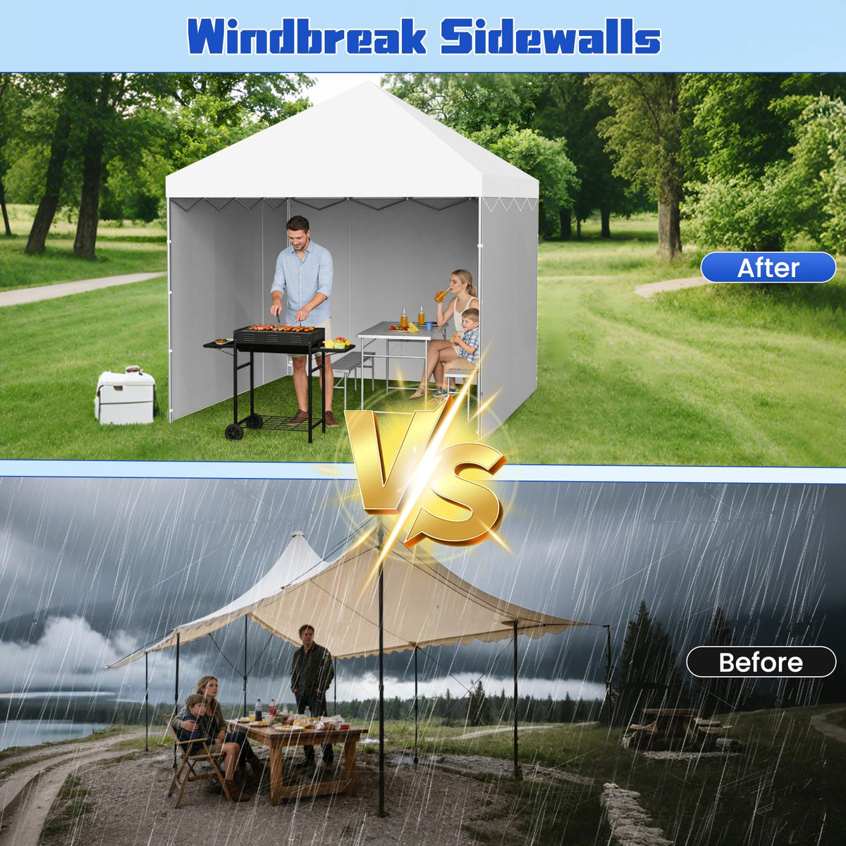 Kweetle sidewalls showing UV protection under bright sun.