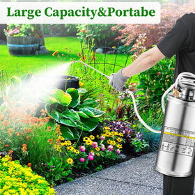 Kweetle 1.5gal sprayer suits gardening, lawn care, auto cleaning, and pet bathing.