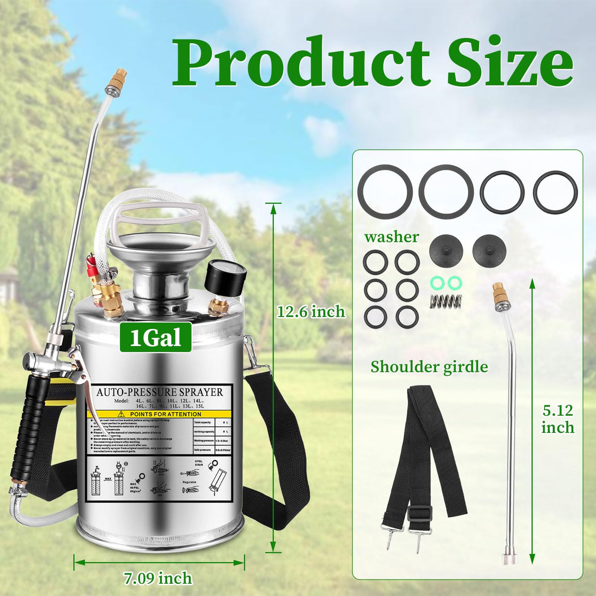 Kweetle stainless steel tank ensures durability for outdoor spraying tasks.