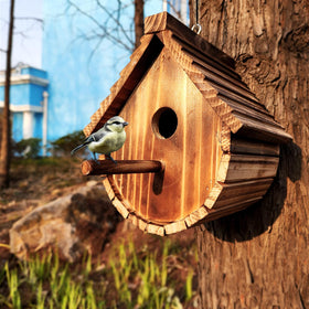 KWISAMR chickadee bird house hanging, spacious interior for safe nesting