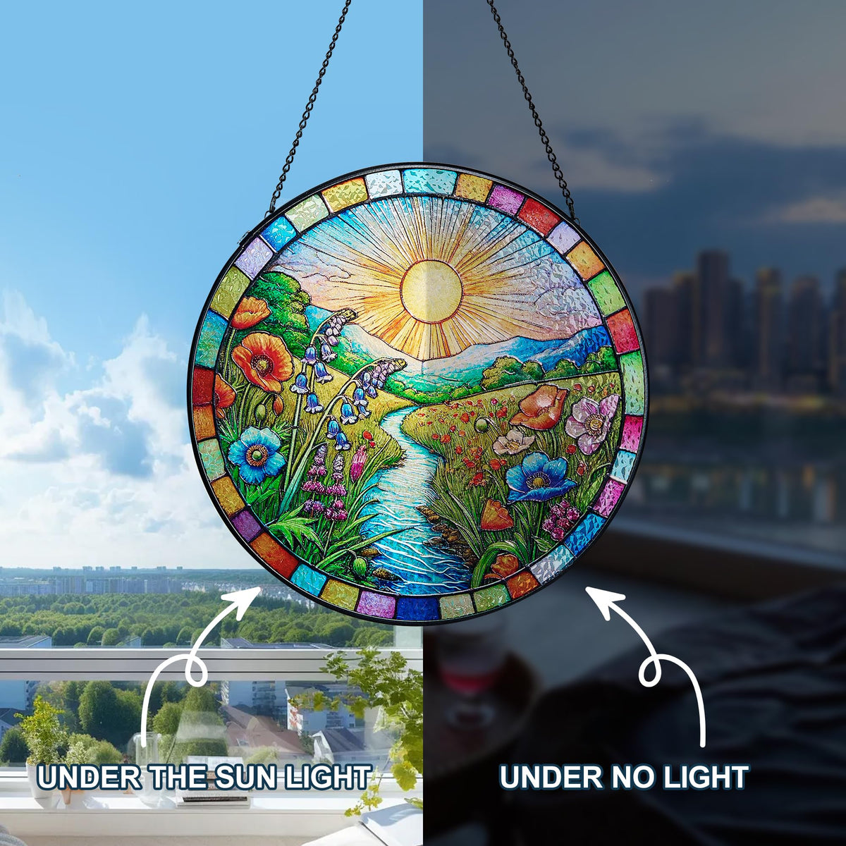 KWYADLUO nature scene glass panel enhances living rooms and entryways.