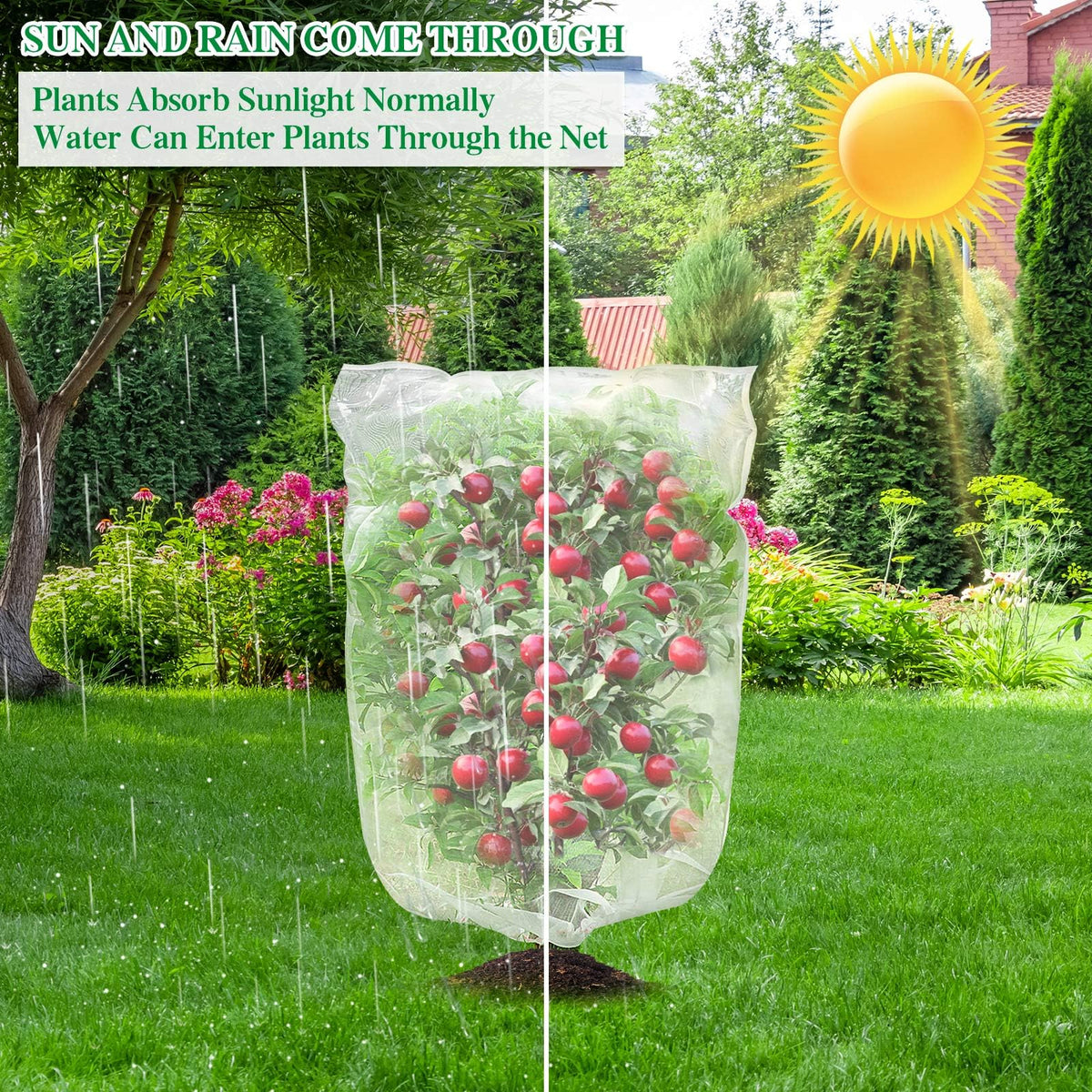 KXCOFTXI 40-mesh nylon detail shows breathable protection for crops