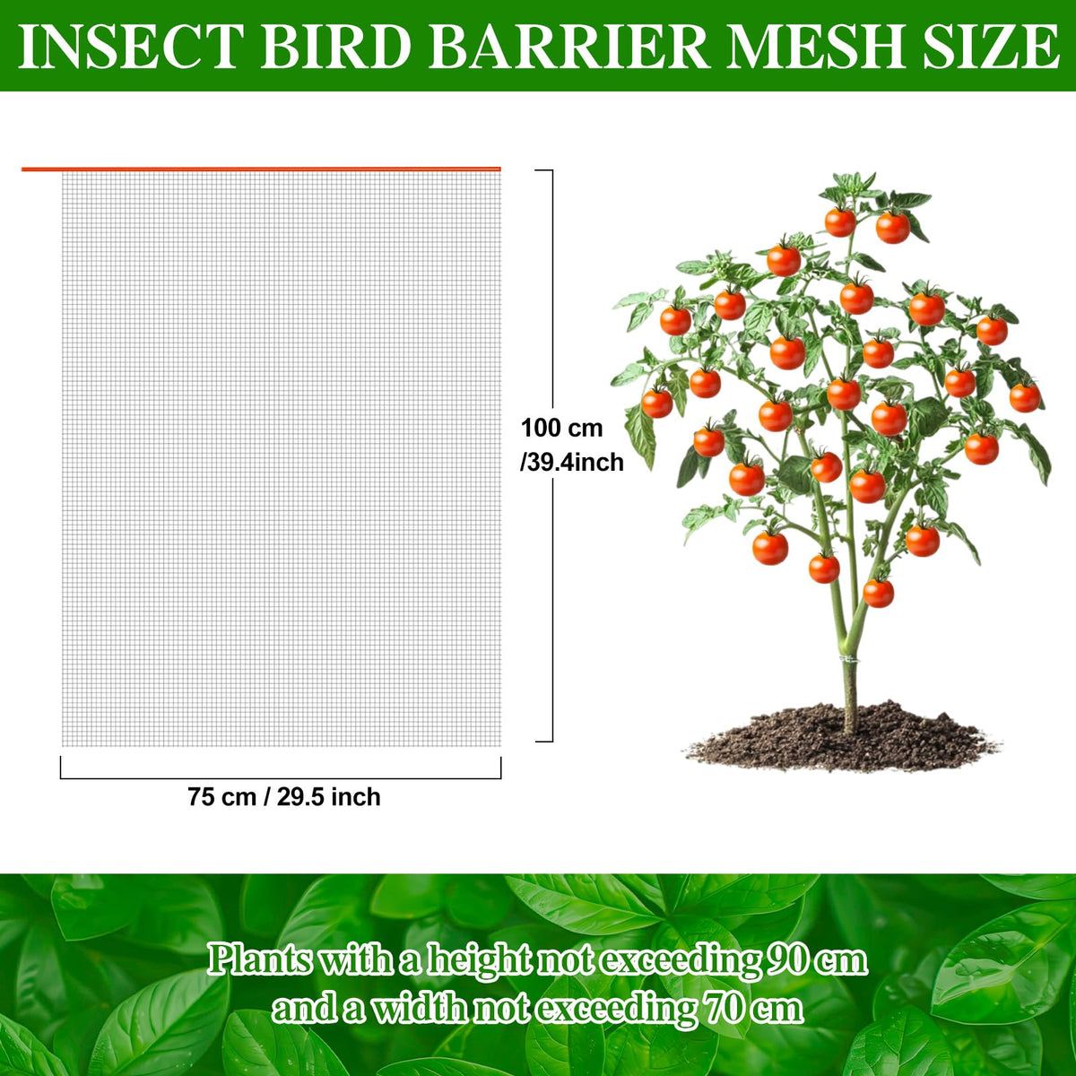 KXCOFTXI 2.4 by 3.5 feet net fits larger vines and fruiting bushes