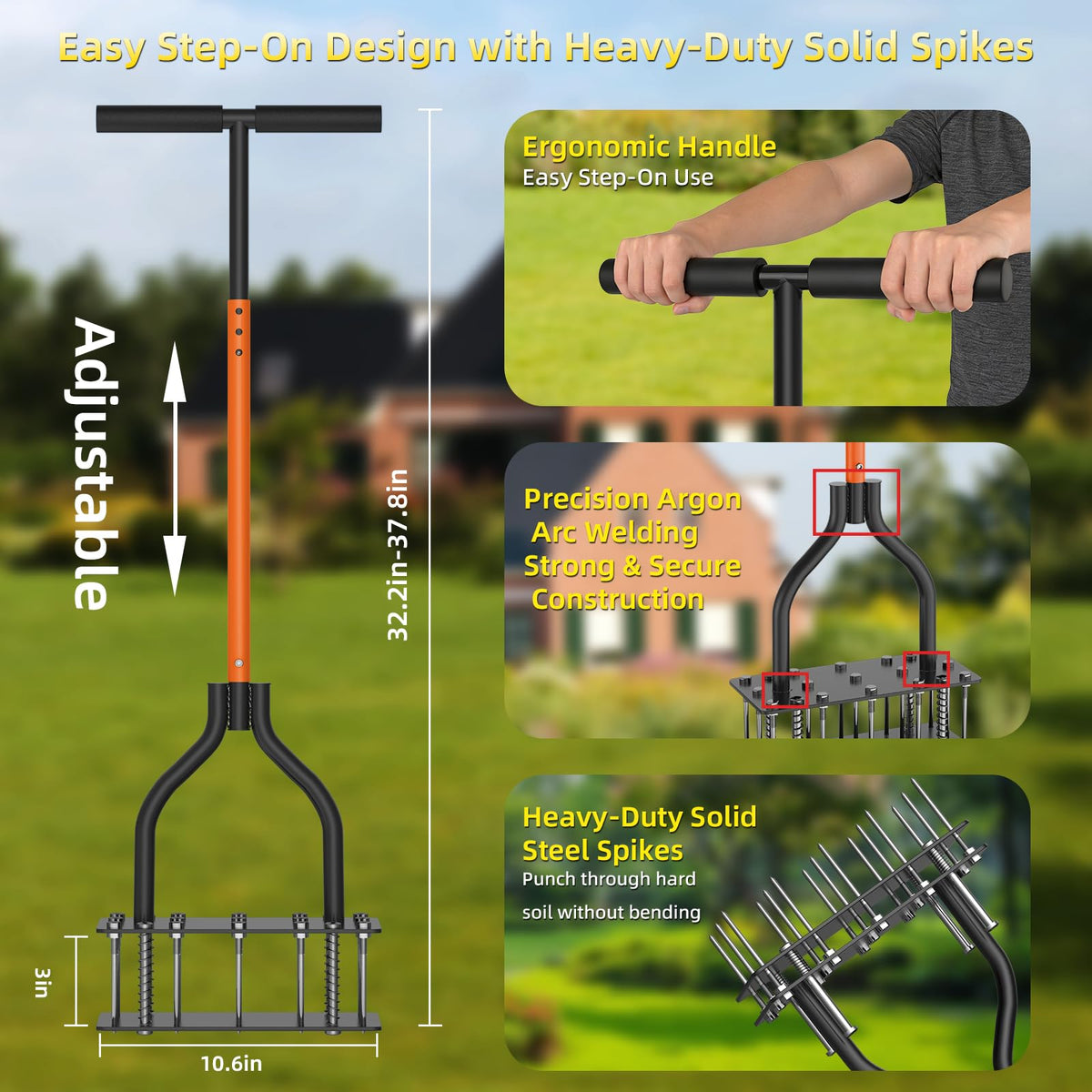 KXGBARN aerator features 15 spikes for deep soil penetration.