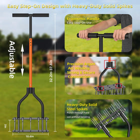 KXGBARN aerator features 15 spikes for deep soil penetration.