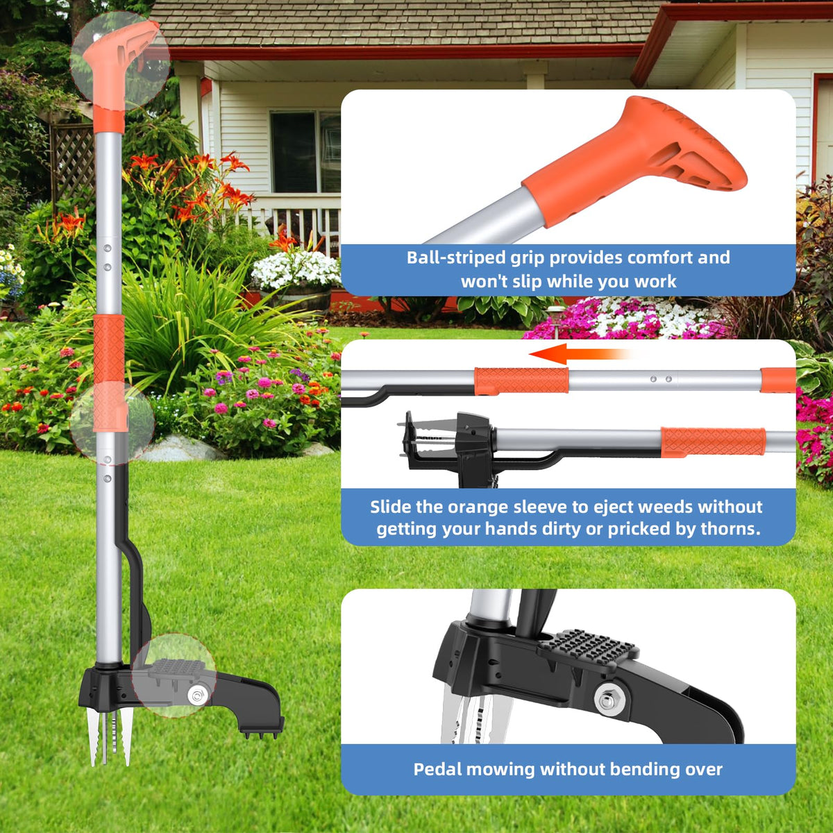 KXGBARN long-handle weeding tool reduces bending during yard work