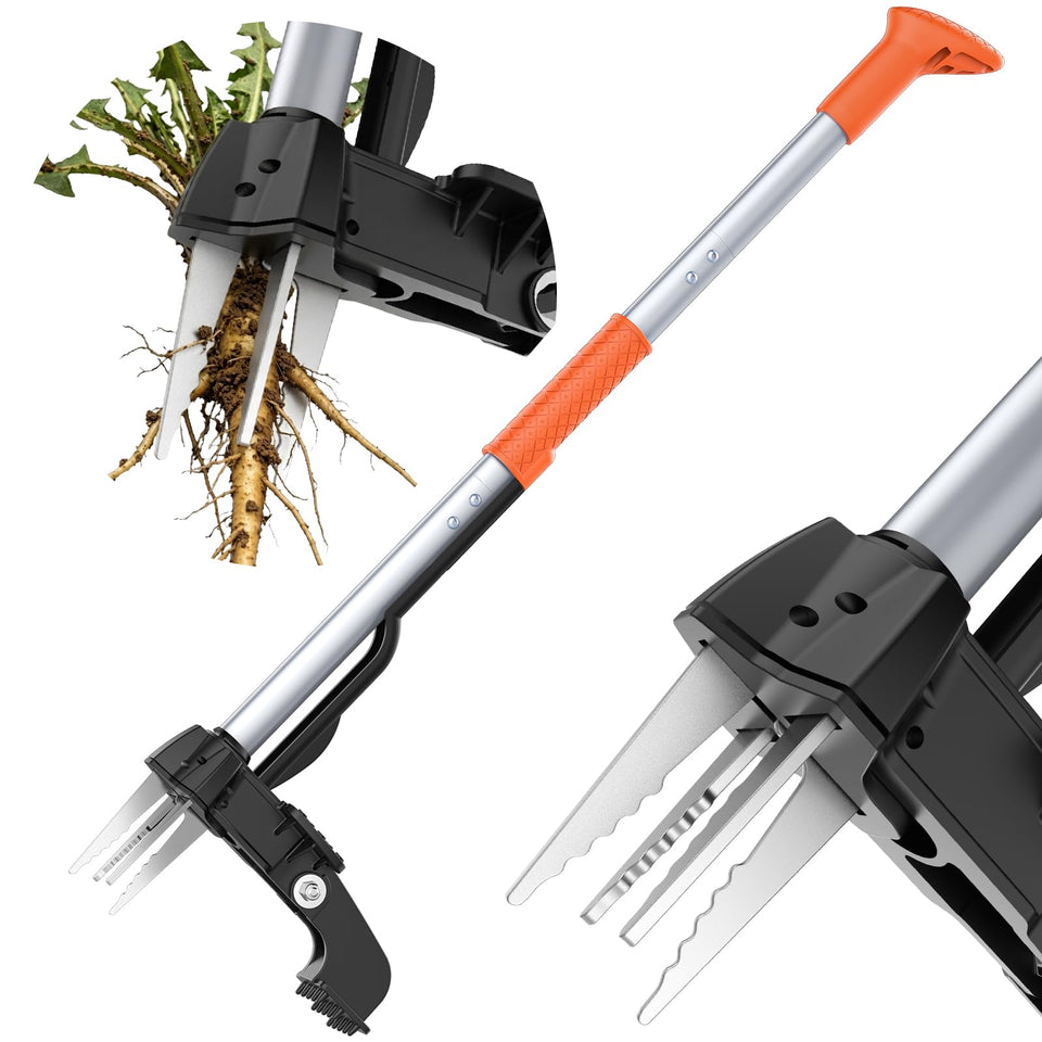 KXGBARN stand-up weed puller with four claws grips roots for easier removal