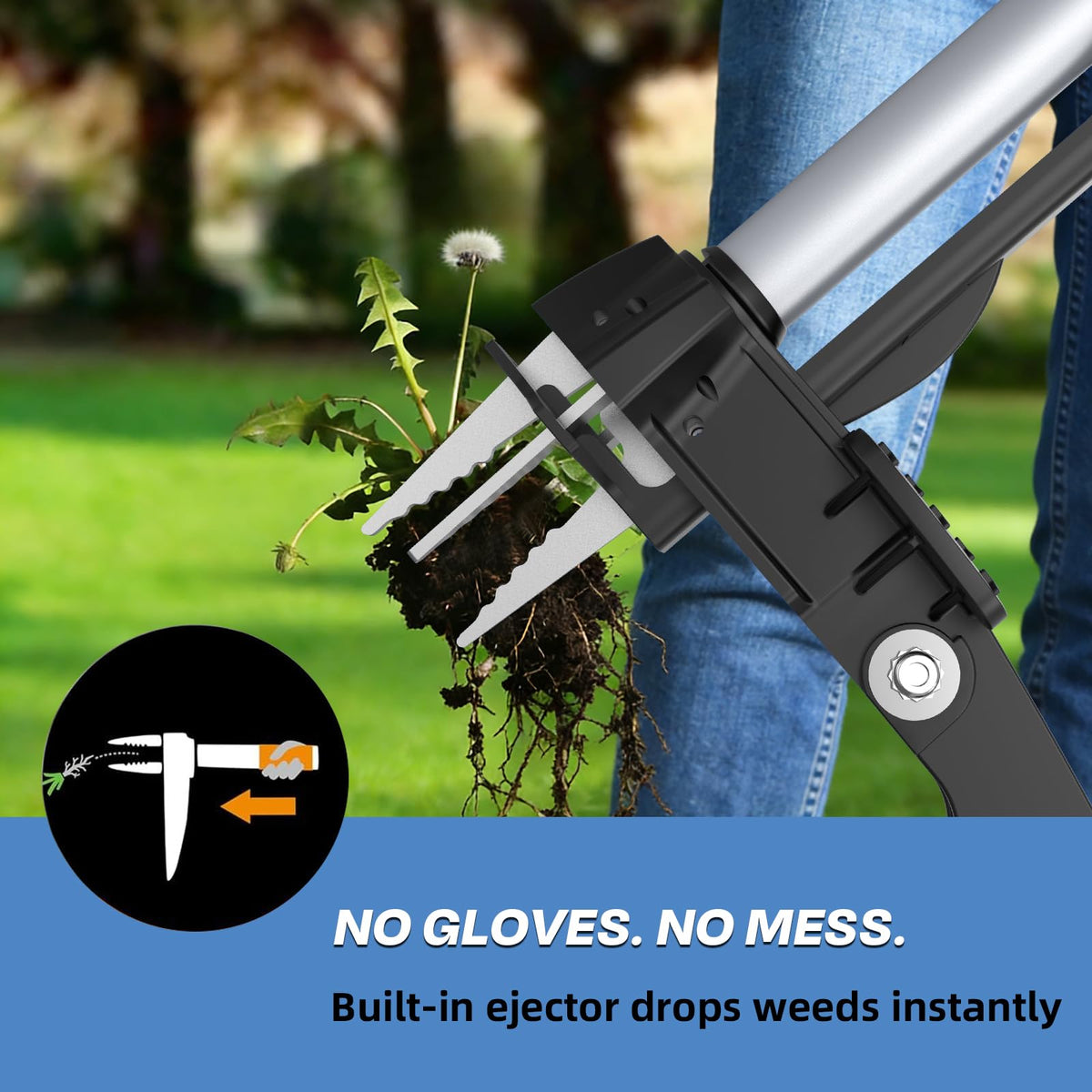KXGBARN weed remover claws close-up shows durable steel grip for tough soils