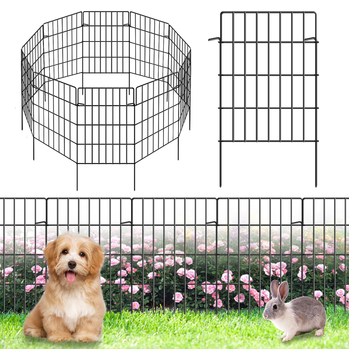 KYATE garden fence panel 10-pack extended length borders long flower beds.